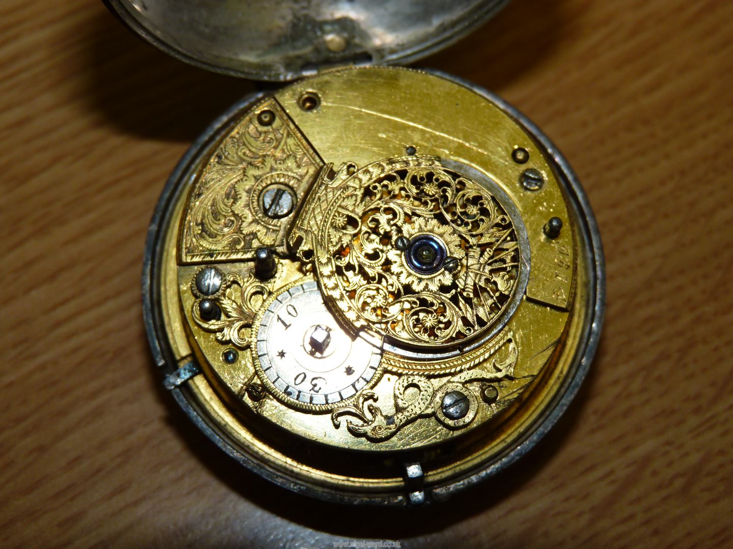 A Silver pocket watch, possibly London 1808 with a hinged dome glass cover, - Image 4 of 10