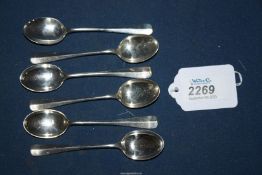 A set of six Silver Teaspoons, Birmingham, maker W.H.H.