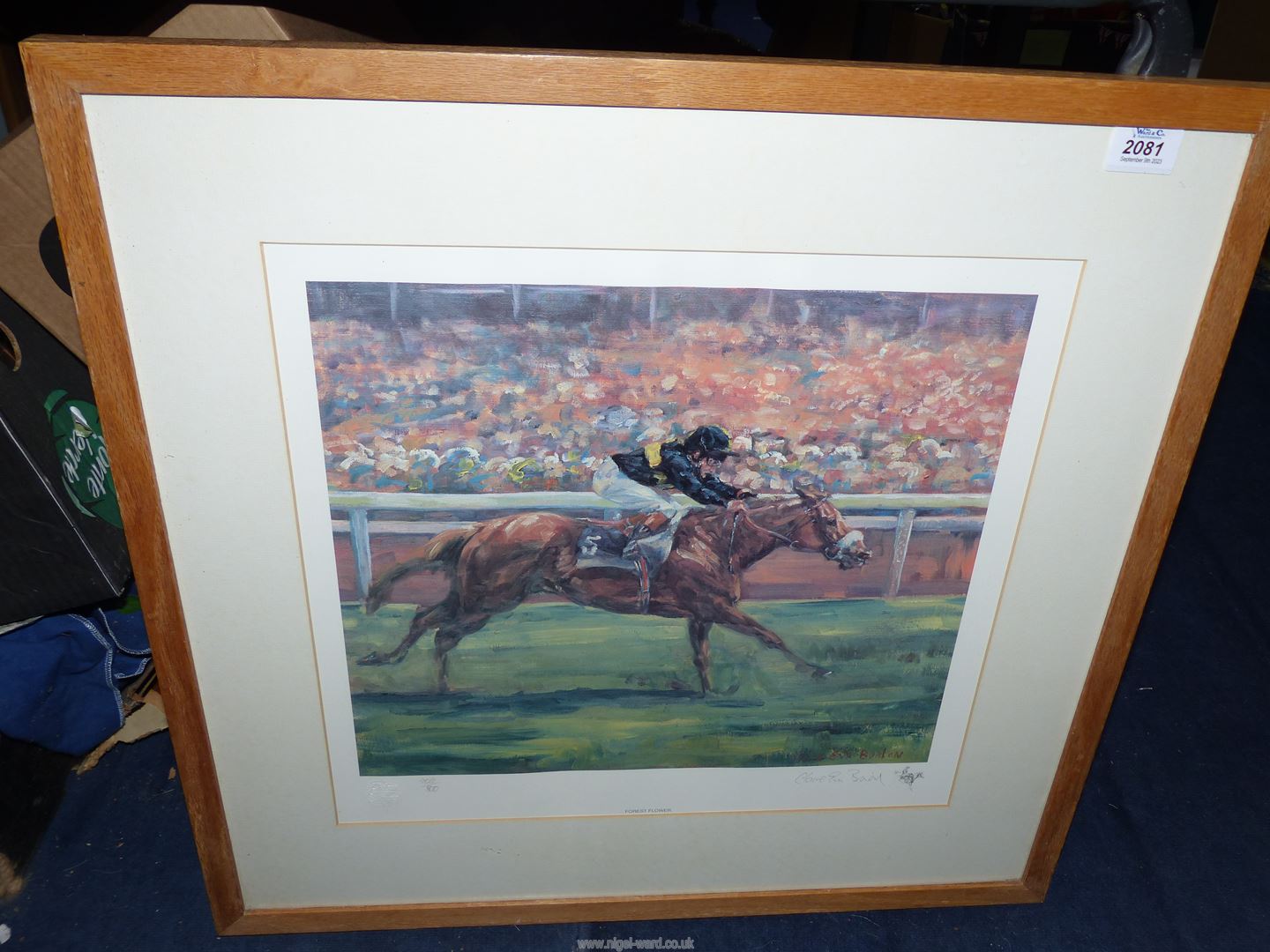 A Print of Chestnut mare racehorse Forest Flower,