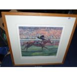A Print of Chestnut mare racehorse Forest Flower,