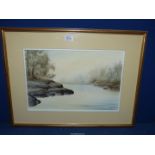 A framed and mounted Watercolour, label verso 'River Roe from The Carrick Rocks',