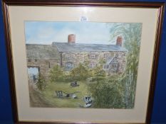 A framed and mounted watercolour ,title lower right 'Rowlestone Court' signed Madelaine,