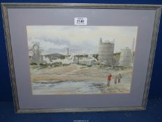 A framed and mounted Watercolour titled verso "South Gare", signed lower right J. Norman.