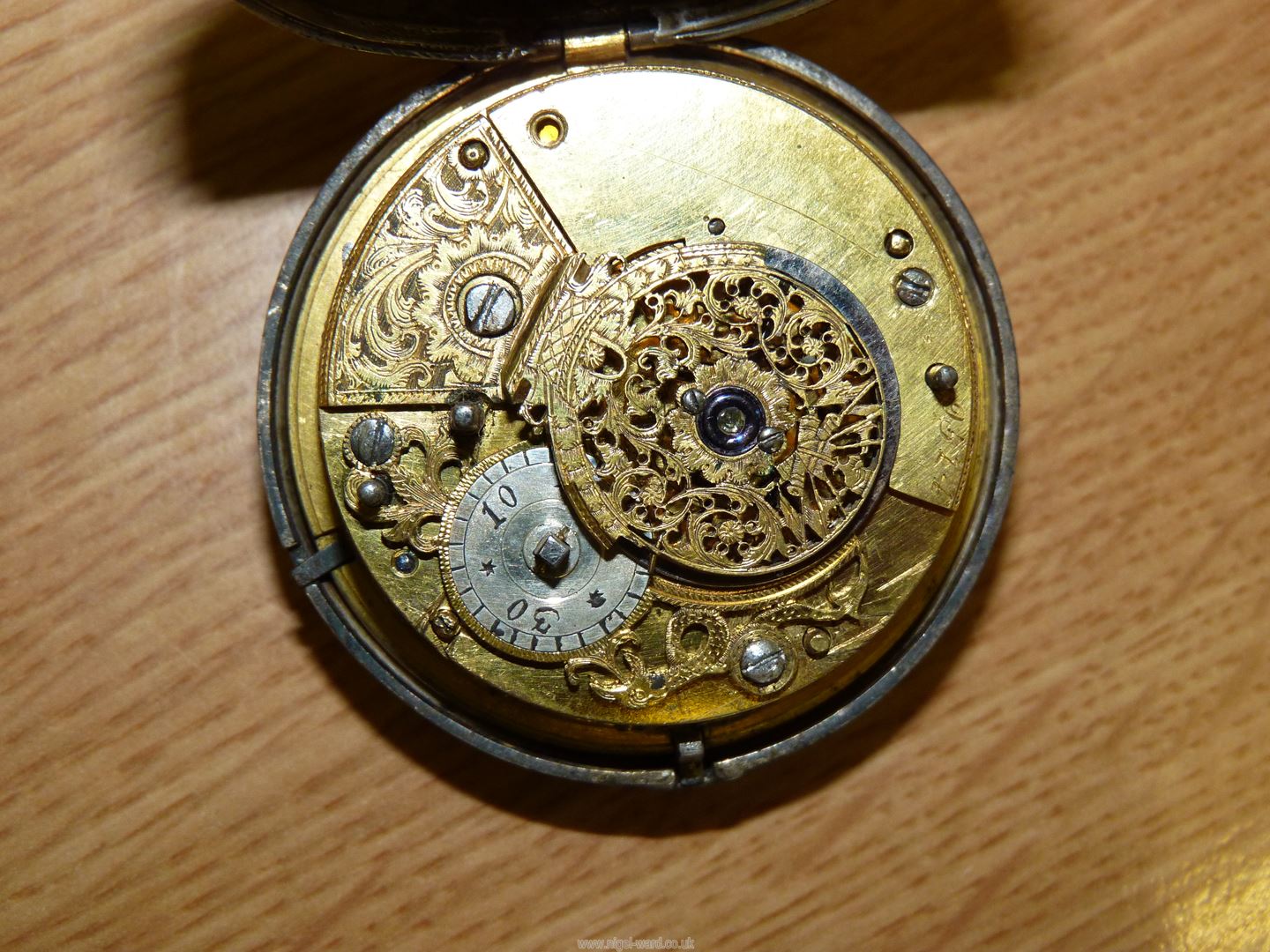 A Silver pocket watch, possibly London 1808 with a hinged dome glass cover, - Image 6 of 10