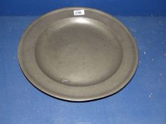 An 18th century pewter charger by Richard Going of Bristol, dated 1715.