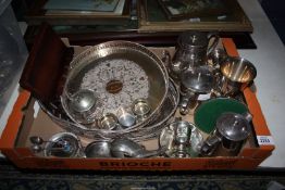 A quantity of silver plated items to include; goblet, teapots, coffee pot, ash tray, napkin rings,