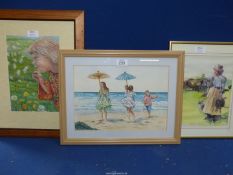 A pair of framed and mounted Watercolours both by the Artist Anne Tame titled "Sand Dance" and