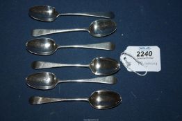 Six silver teaspoons having lion assay mark,