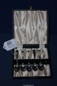 A cased set of silver Teaspoons (one missing), Birmingham 1947, makers M.