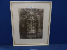 A framed and mounted Print of The Shroud of Turin - most Holy Face of Jesus, 17 3/4" x 21 1/2".