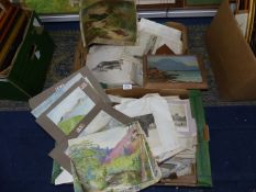 A large quantity of plates from books etc., together with some watercolours.