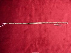 A 9ct gold graduated chain, watch chain with T bar, weight 50.3g.
