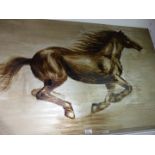 A large modern Print on canvas of a Horse galloping, 47 1/4" x 31 1/2".