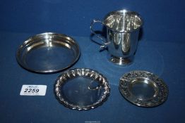 A small quantity of silver items including silver christening mug inscribed 'Ann Llewela',