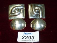 A pair of vintage silver large 1 1/2" square earrings stamped 925,
