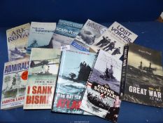 Ten naval warfare books to include Scapa Flow, Ark Royal, Battle of The Atlantic etc.