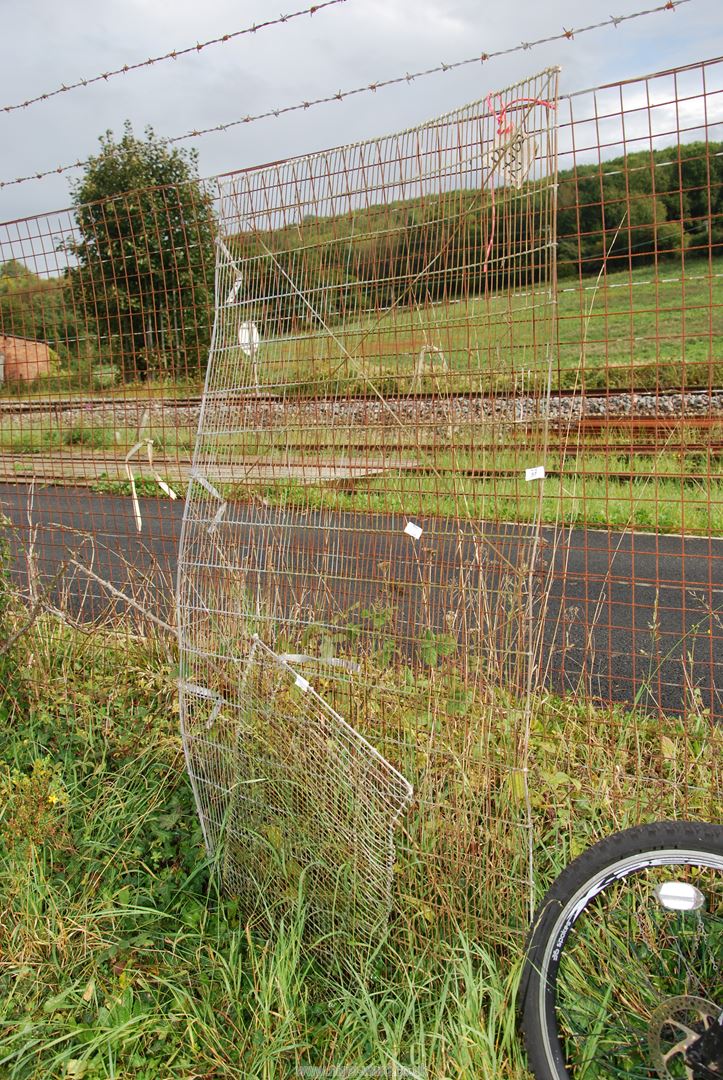 Two pieces of galvanised mesh.