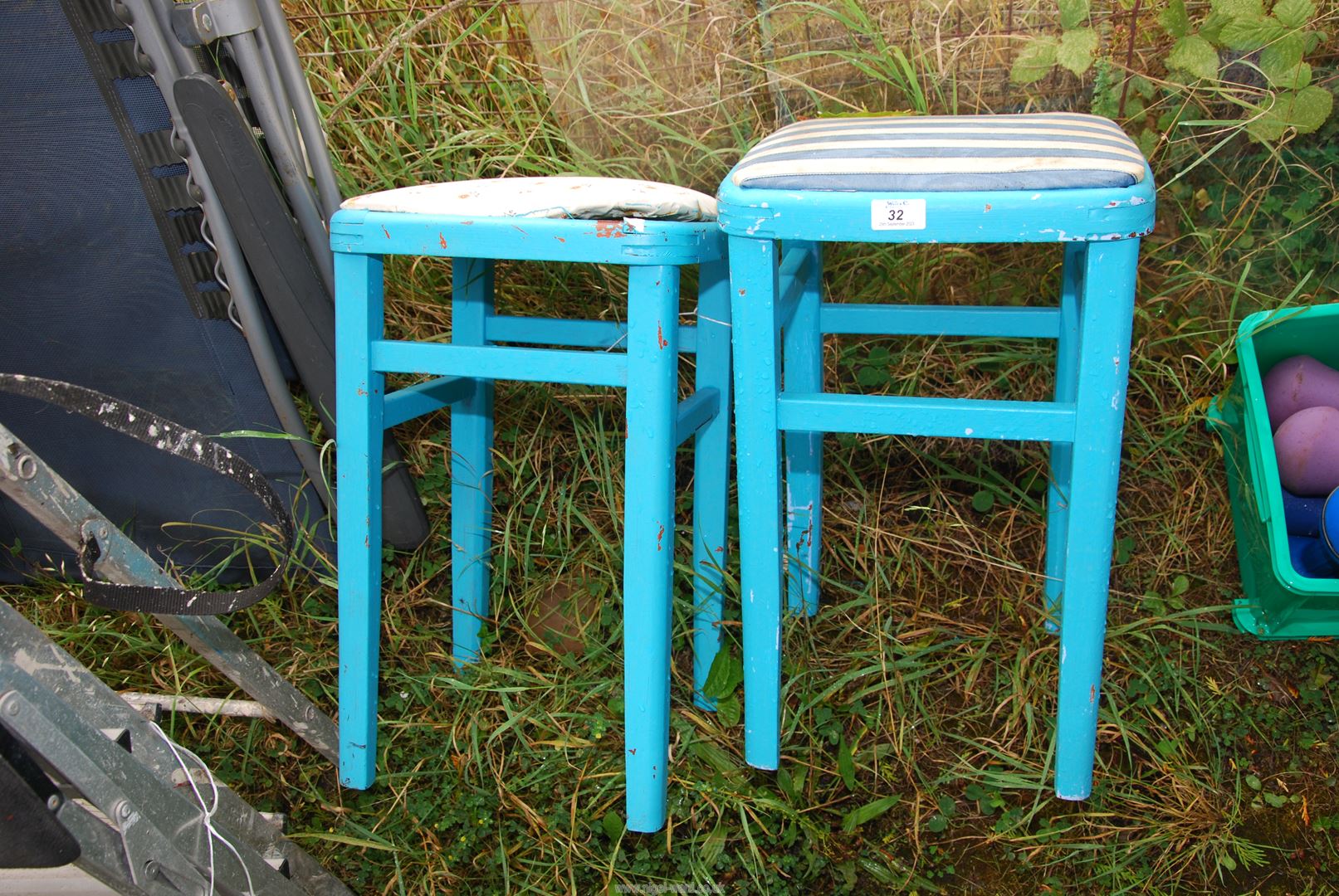 Two painted kitchen stools.