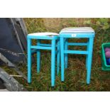Two painted kitchen stools.