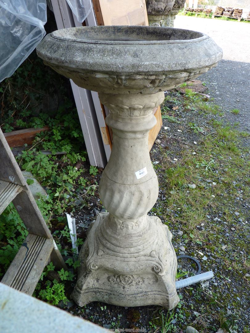 A concrete bird bath, 33" high x 17" diameter. - Image 9 of 10