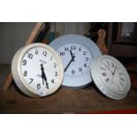 *Three large wall clocks including an Alessi.
