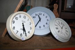 *Three large wall clocks including an Alessi.