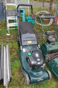 A Hayter Harrier 48 propelled mower 96cm with rear roller and grass box - good working order.