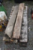 Eight oak beams - ranging from 6' - 5' sizes from 3½" x 8" and 4"x 8".