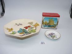 An early Copeland Spode bramble design cake stand and a Royal Worcester pin dish,