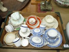 A quantity of trios and part tea sets including Bavaria Schumann Arzberg 'china Blau' part tea set,