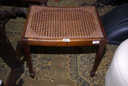 An elegant Mahogany framed cane seated Dressing Stool standing on tapering square legs with flared