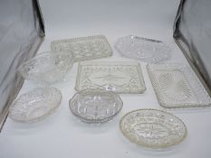 A quantity of glass including flower bowl, dishes, glass trays etc.