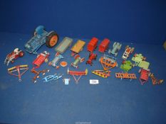 A quantity of model farm vehicles including horse boxes, Fordson Major tractor by Chad Valley,
