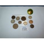 Miscellaneous coins including George III old penny, 1948 farthing, sixpences 1955/65,