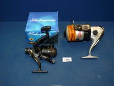 Two fishing reels including Linea Effe Silkline and Shakespeare Beta.