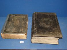 A large leather bound Family Bible recording marriage,