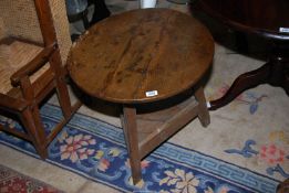 A surprisingly heavy three plank topped period Oak and Elm Cricket Table,