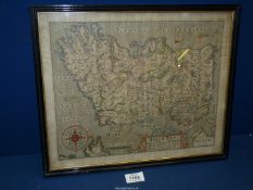 An antique map of Ireland, 15 3/4" x 13".
