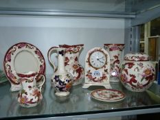 A quantity of Mason's Mandalay Red and Mandarin china to include; jug, frame, clock, bud vase, etc.