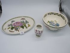 Three pieces of Portmeirion china to include ivy leafed cyclamen vase,