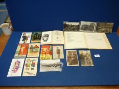 A quantity of WWI photographs/postcards and joke cards, Royal Air force log book dated 1950 - R.F.