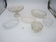 A quantity of glass to include two sugar bowls, fruit bowl with stem etc.