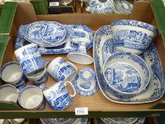 A quantity of Spode Italian cookware, mugs, bon bon dishes and a pair of candlesticks.