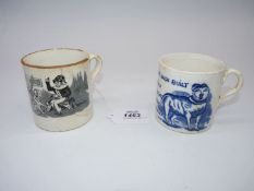 Two 19th Century children's mugs; 'Grandma's Tales' and 'The House that Jack Built', one a/f.