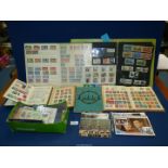 A quantity of stamp albums with contents and loose stamps, stamp sets, First Day covers, etc.