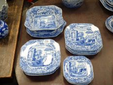 A quantity of square shaped Spode Italian china including; side, tea and bread & butter plates,