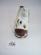 A 19th c. earthenware Stirrup Cup in the form of a Hounds head