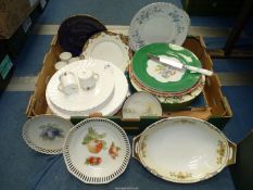 A quantity of china including Crown Staffordshire cake plate and knife, V & A tiered cake stand,