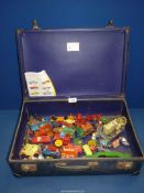 A quantity of model vehicles including Dinky and Corgi; Noddy Cars, Gypsy van etc a/f, in suitcase.