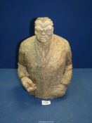 A sculpture of a clay (?) man, a/f., 14 1/2" tall.